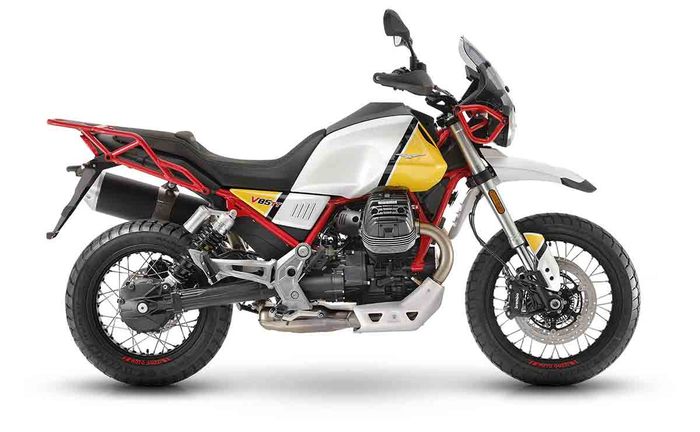 Moto Guzzi V85 TT Giallo Sahara and Rosso Kalahar