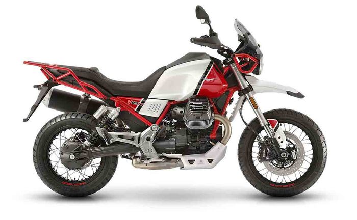 Moto Guzzi V85 TT Rosso Vulcano with Metzeler